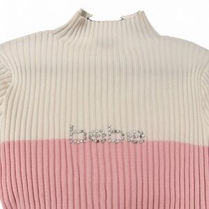 Vintage Y2K Bebe bedazzled mockneck pink sweater size large